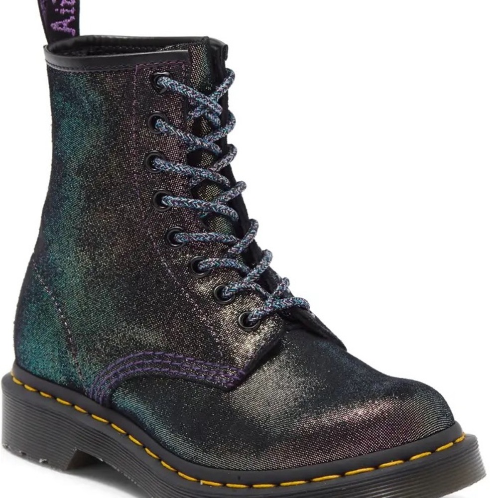 DR MARTENS DISCO Purple/gold Combat Boots size 7 nwt